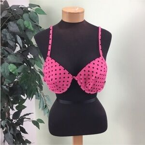 Islander bikini top only pink with black polka dots Woman’s size 18